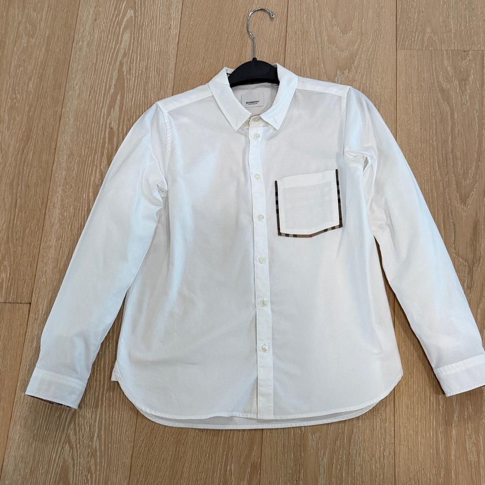 Burberry Boys White Check Trim Shirt 14Y